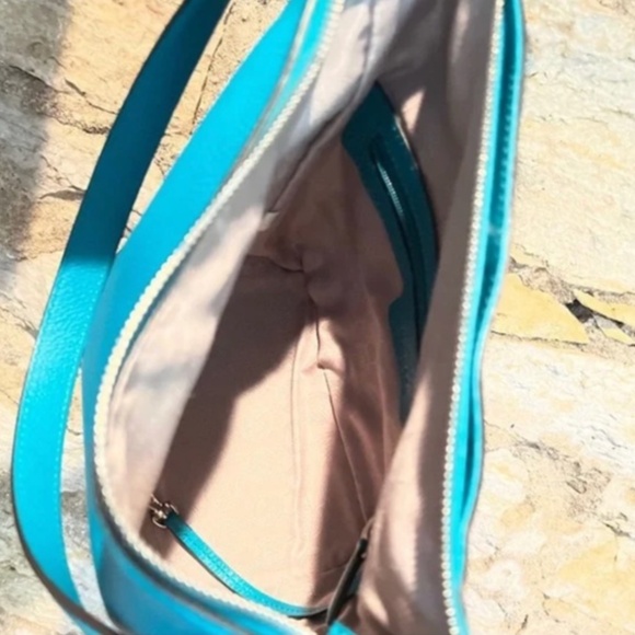 Teal Pebbled Leather Shoulder Bag - Picture 10 of 16